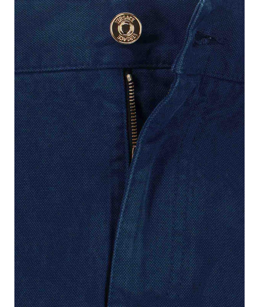 VERSACE Синие хлопковые повседневные брюки, фото 5