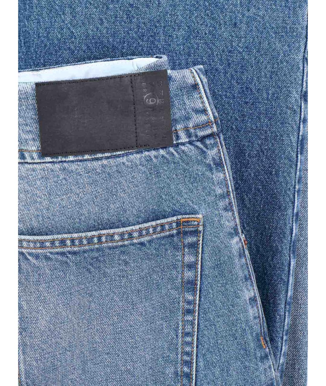MM6 MAISON MARGIELA Синие хлопковые прямые джинсы, фото 5