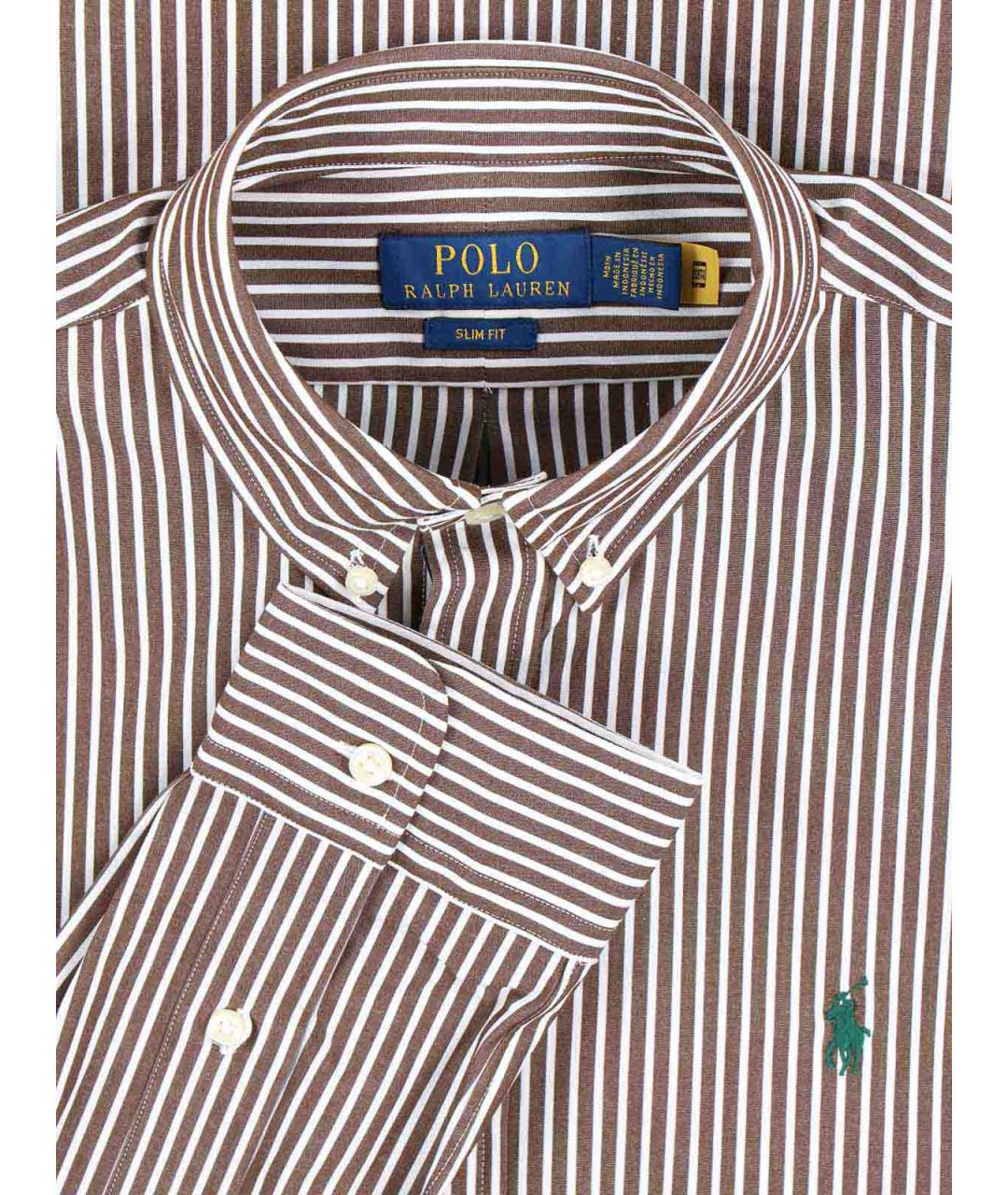 POLO RALPH LAUREN Коричневая хлопковая классическая рубашка, фото 3