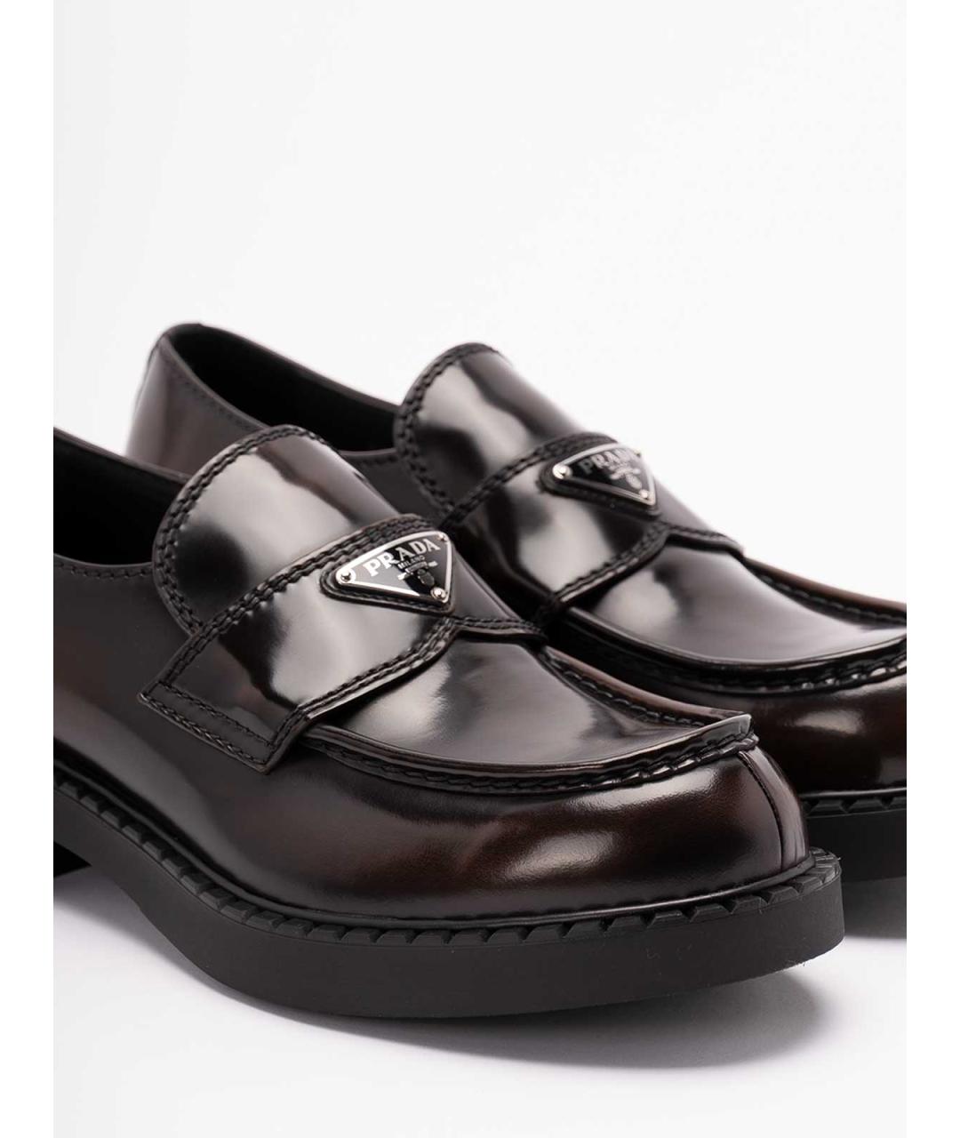 PRADA Коричневые кожаные лоферы, фото 5