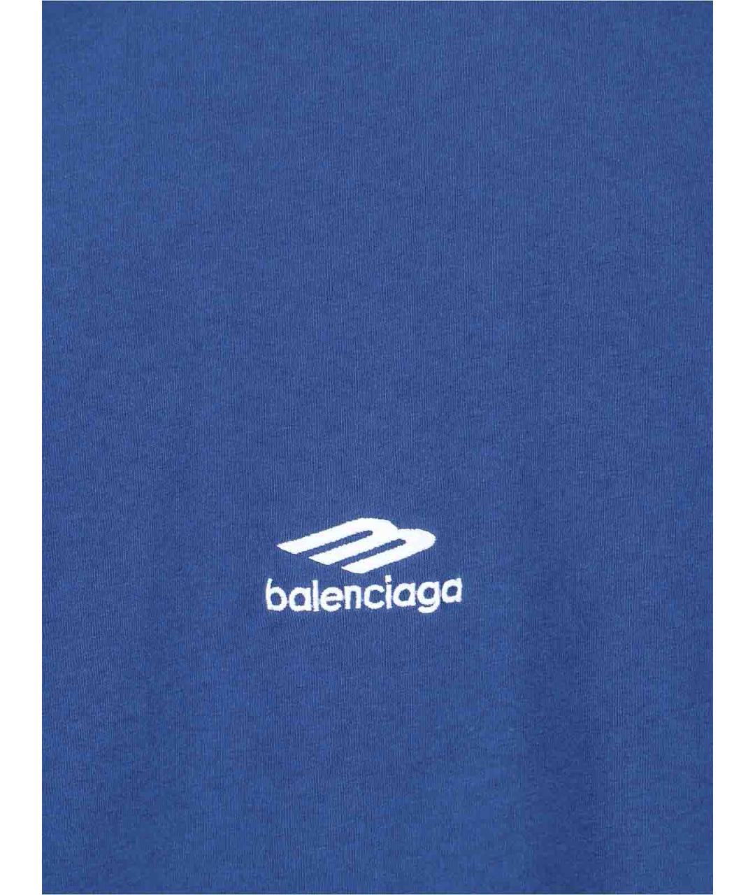 BALENCIAGA Синяя хлопковая футболка, фото 3