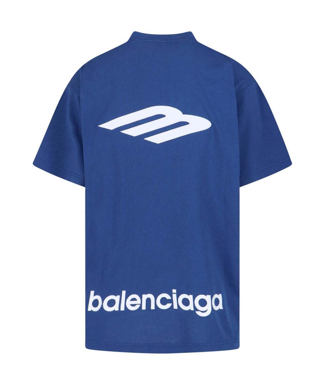 BALENCIAGA Синяя хлопковая футболка, фото 2