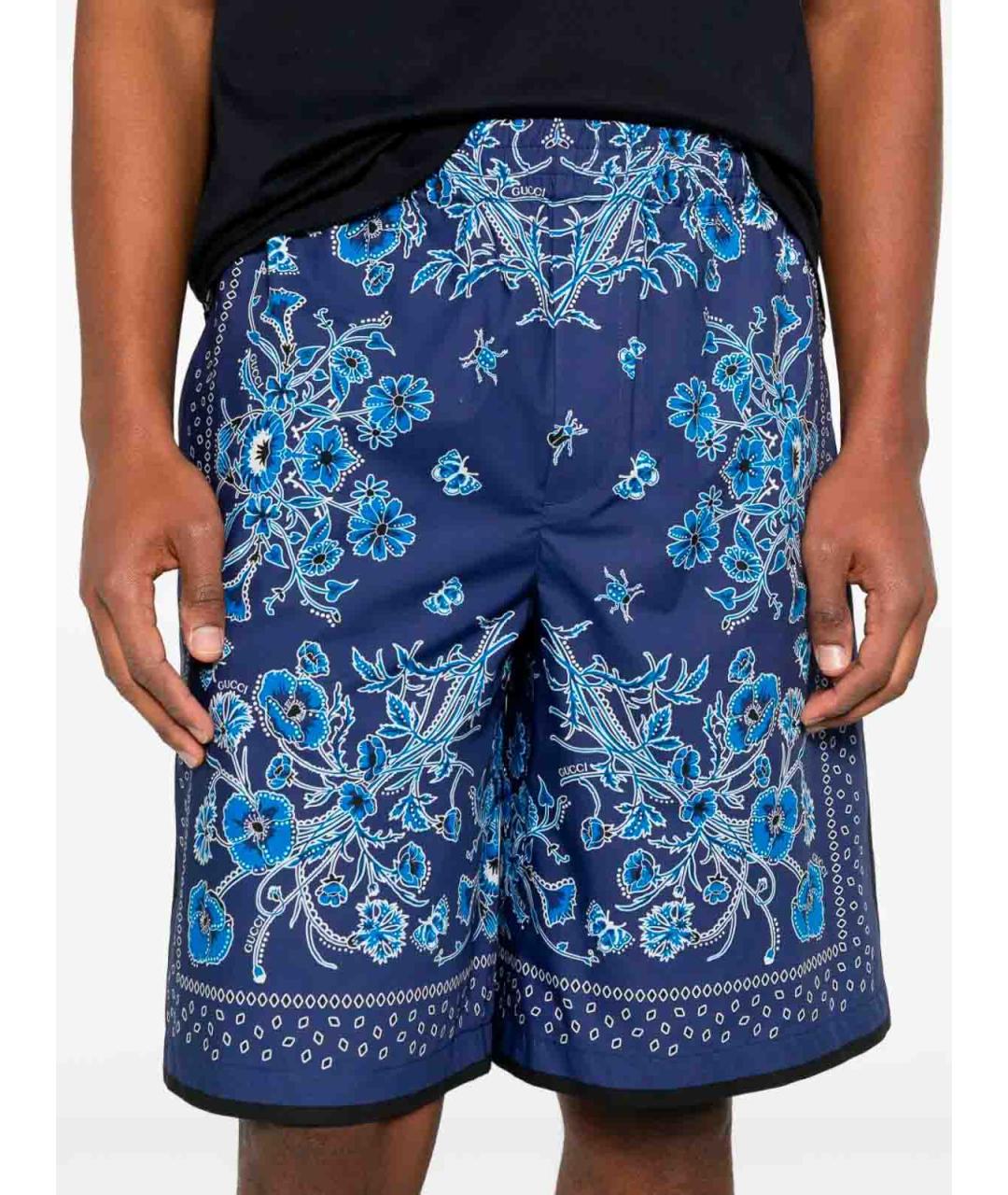 GUCCI Синие хлопковые шорты, фото 4