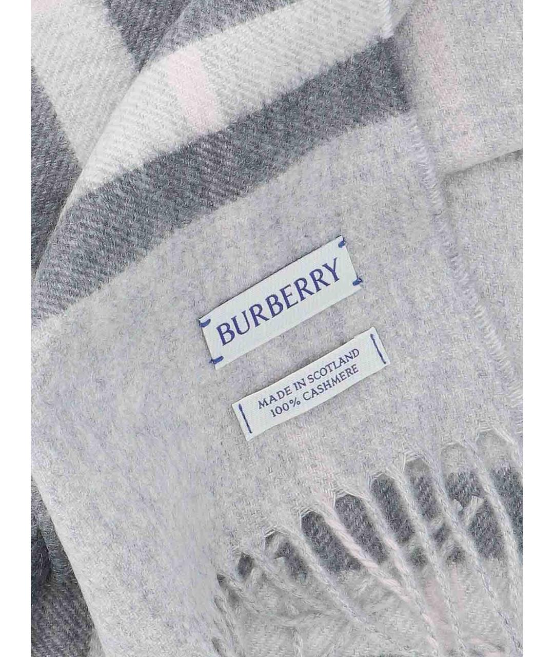 BURBERRY Серый кашемировый шарф, фото 3