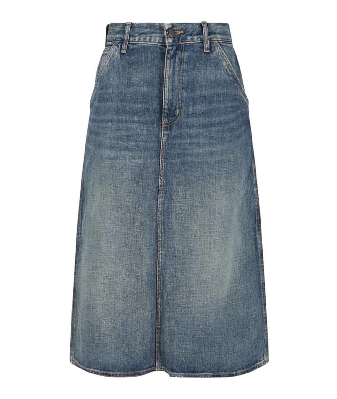 CARHARTT Синяя хлопковая юбка миди, фото 1