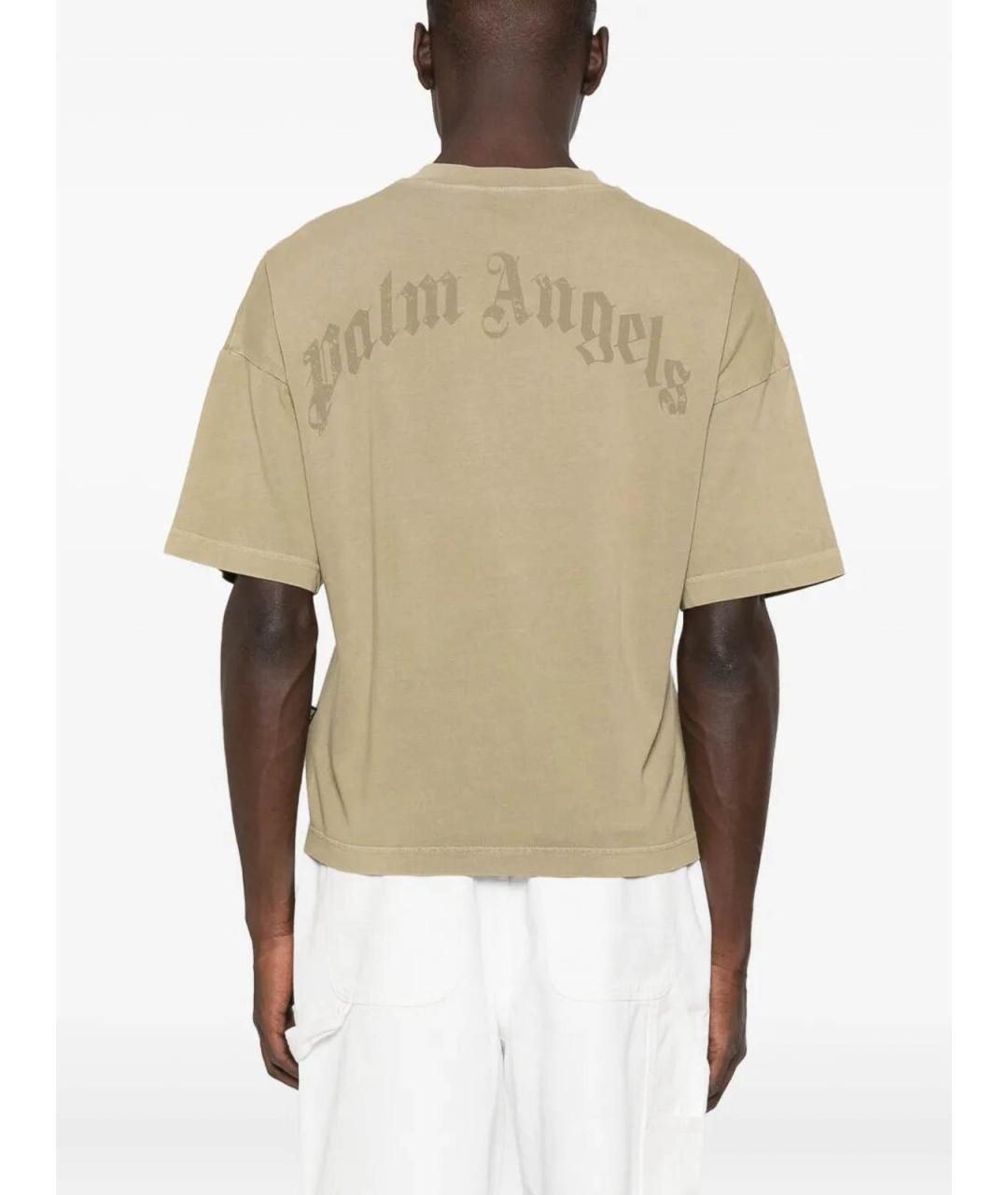 PALM ANGELS Хаки хлопковая футболка, фото 4