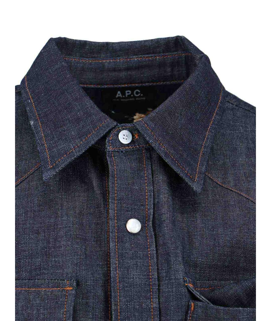 A.P.C. Синяя хлопковая кэжуал рубашка, фото 4