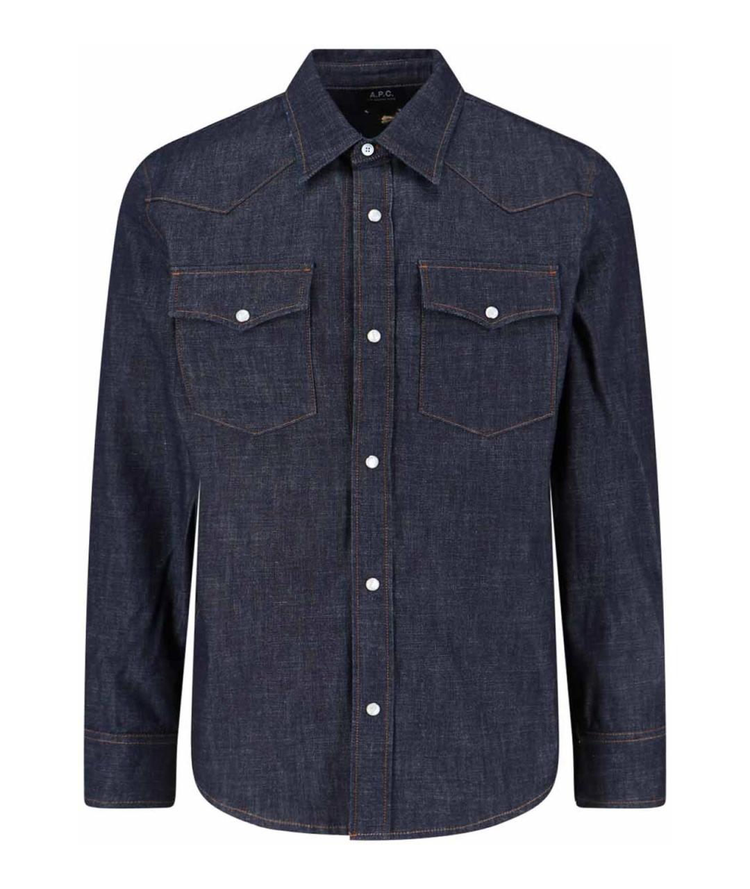 A.P.C. Синяя хлопковая кэжуал рубашка, фото 1