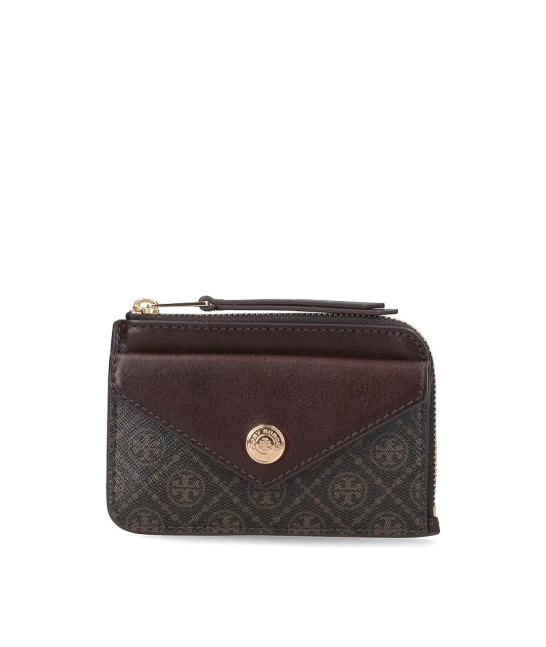 TORY BURCH Коричневый кожаный кардхолдер, фото 1