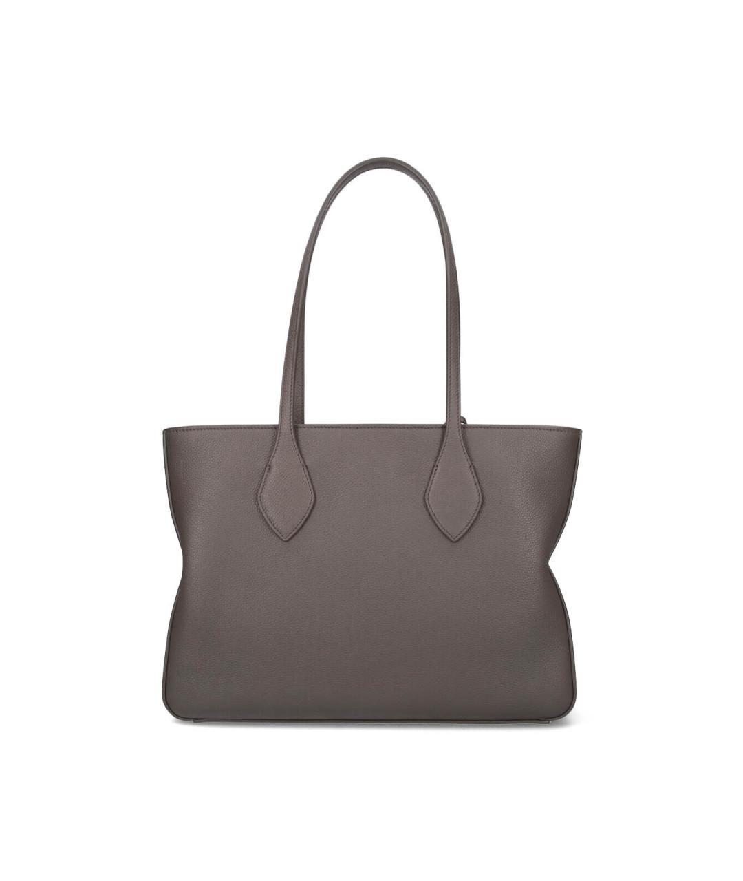 FERRAGAMO Серая кожаная сумка тоут, фото 3