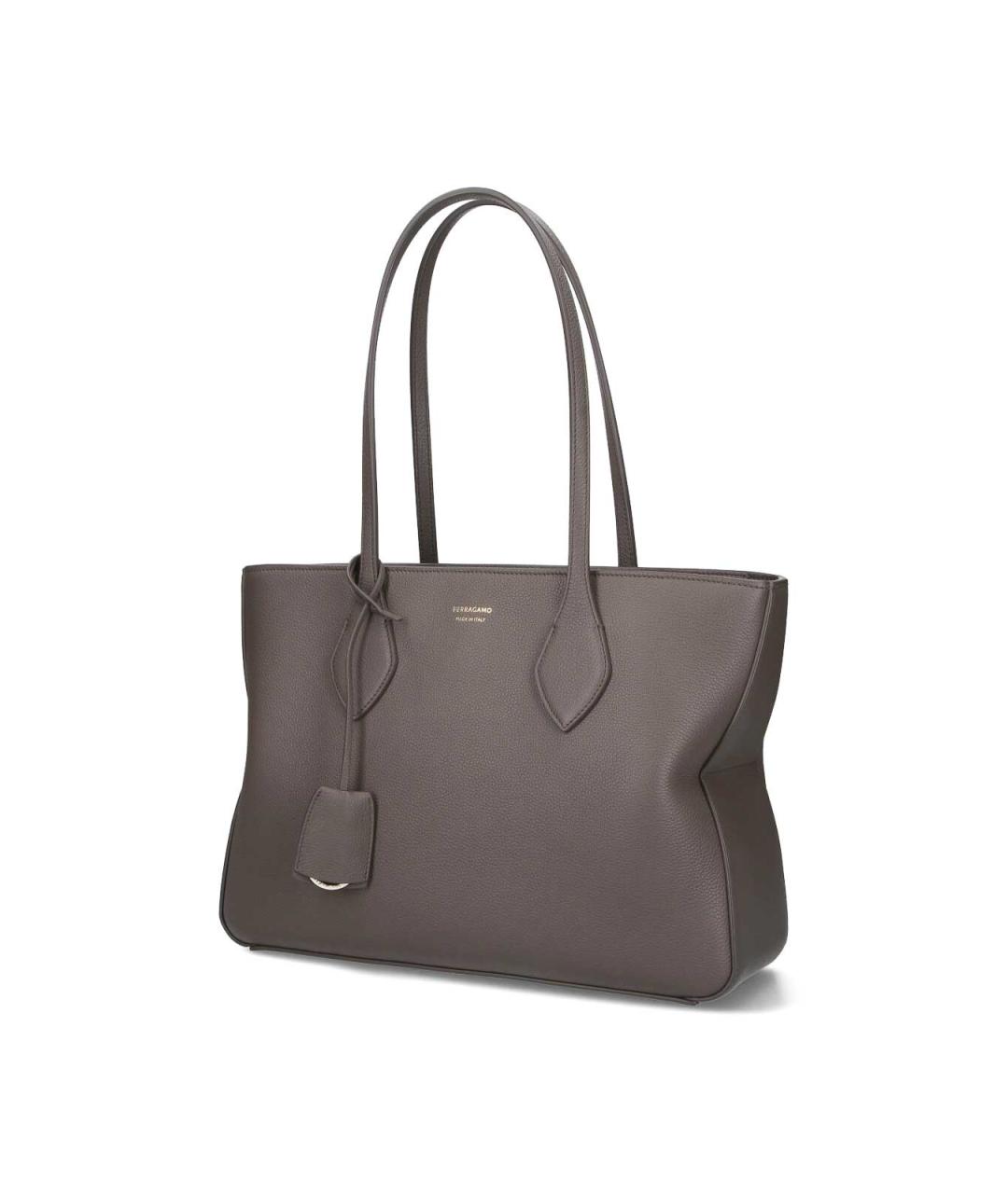 FERRAGAMO Серая кожаная сумка тоут, фото 2