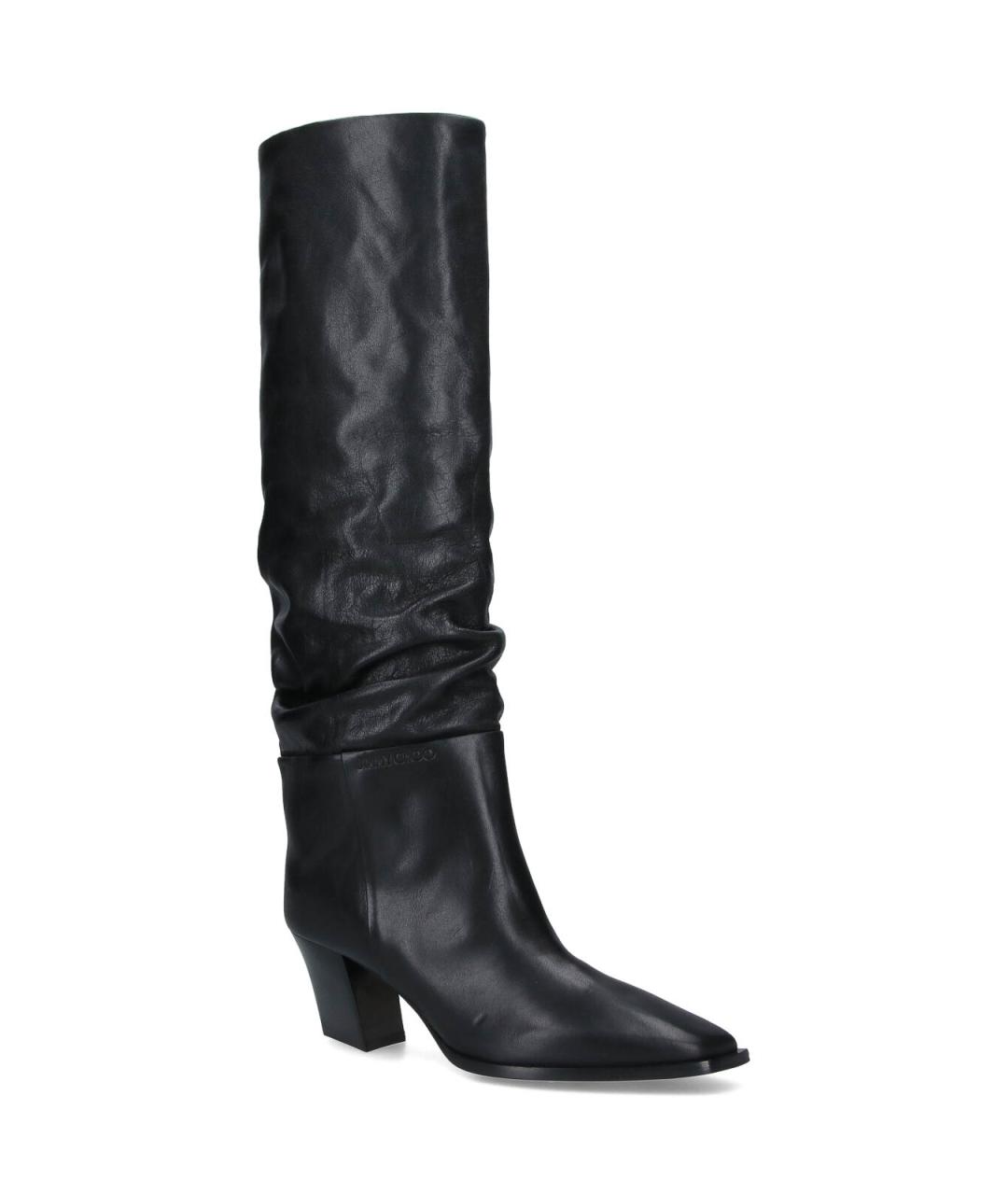 JIMMY CHOO Черные кожаные сапоги, фото 2