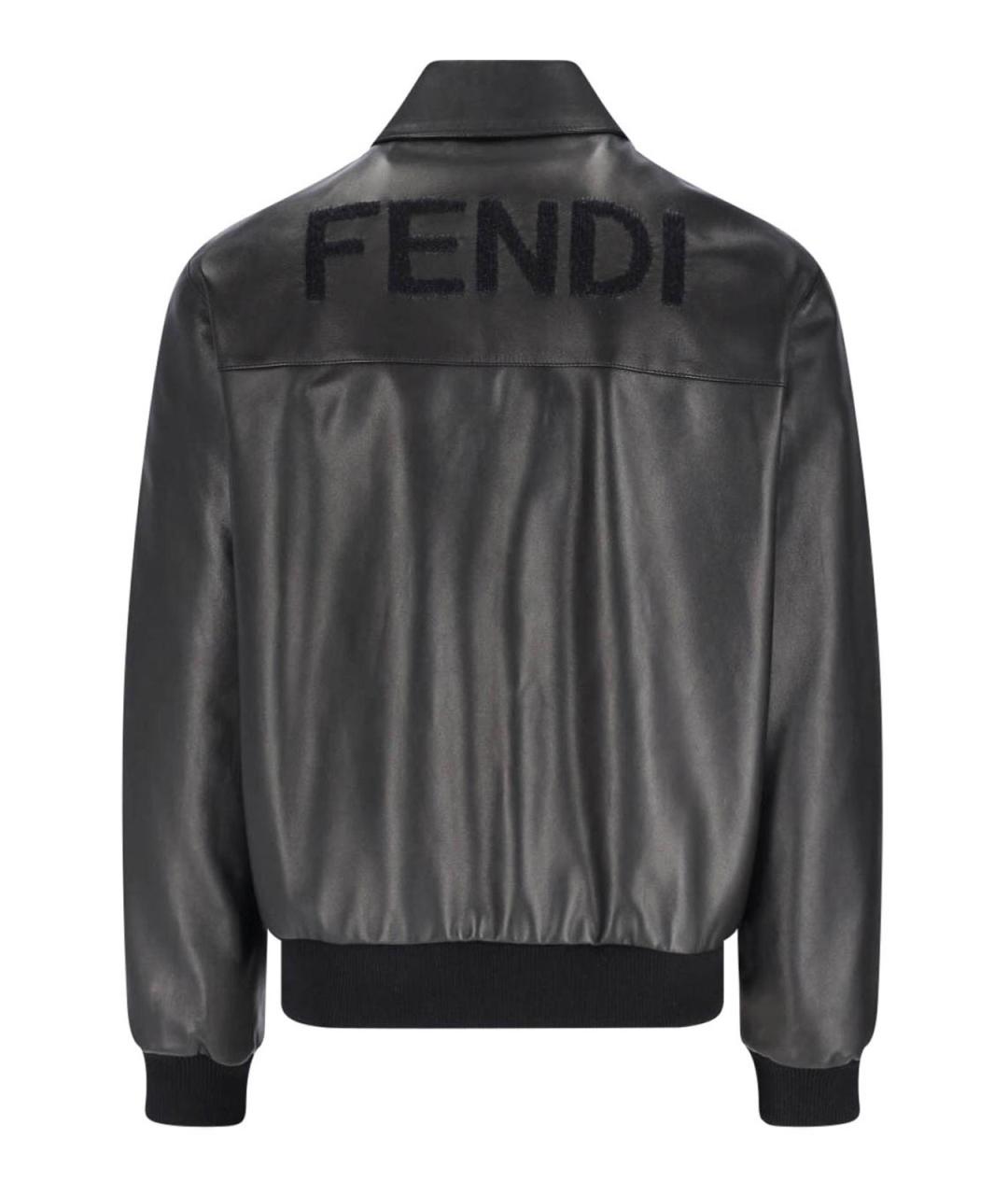 FENDI Черная кожаная куртка, фото 2