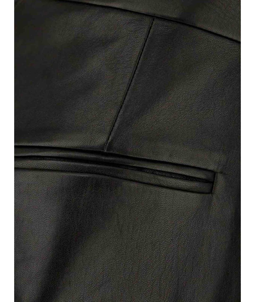 ALBERTA FERRETTI Черные кожаные брюки широкие, фото 3
