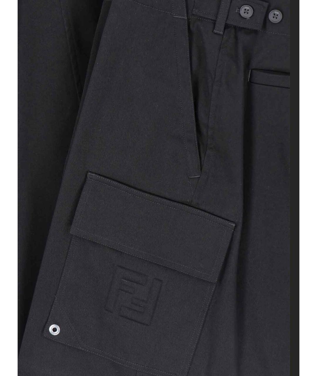 FENDI Черные хлопковые повседневные брюки, фото 4