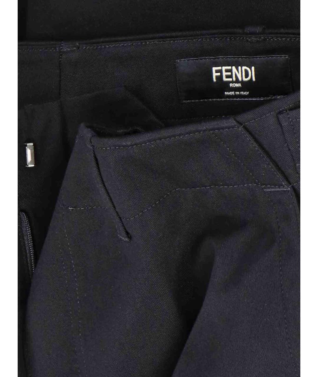FENDI Черные хлопковые повседневные брюки, фото 5