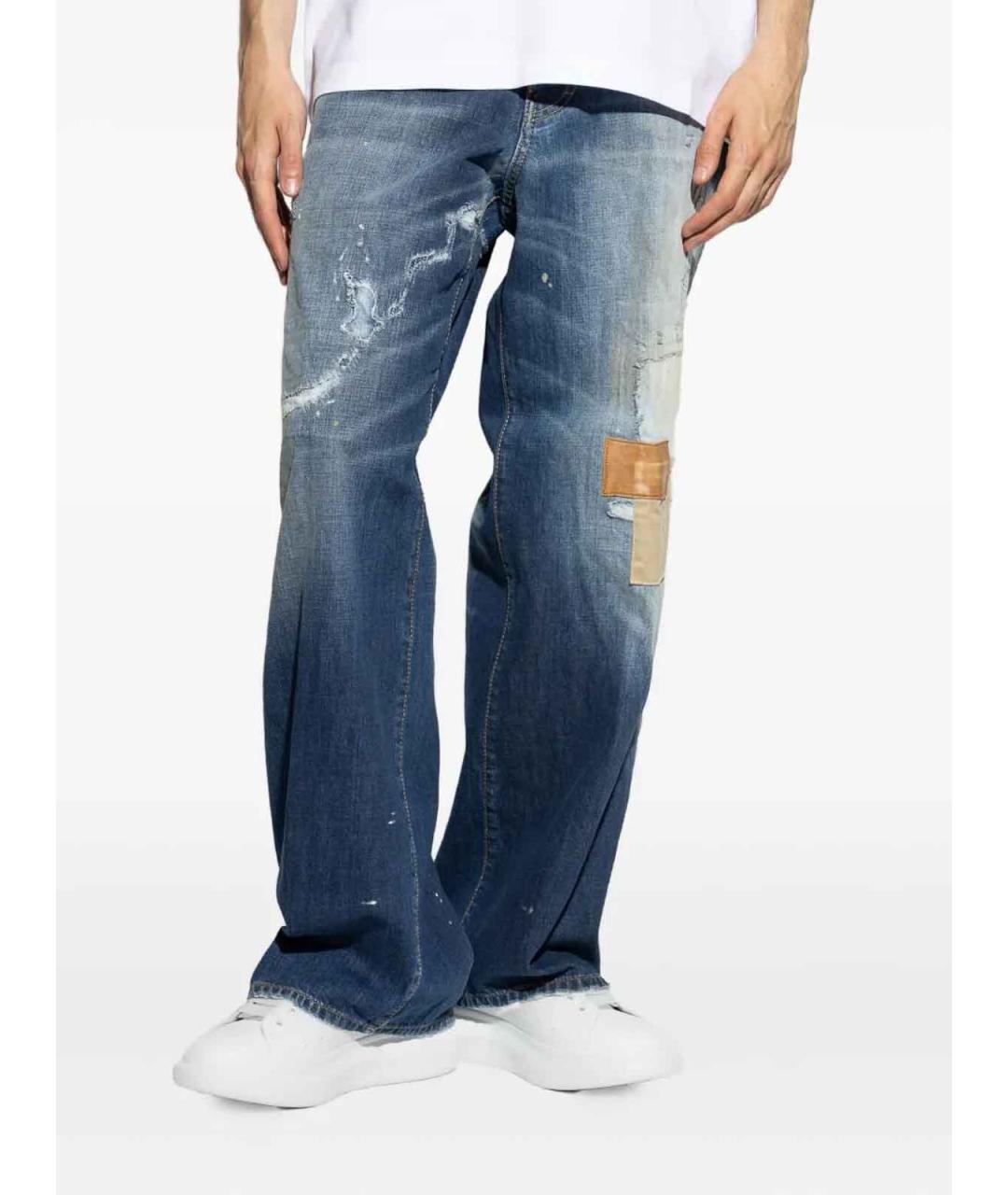 DSQUARED2 Синие хлопковые прямые джинсы, фото 4