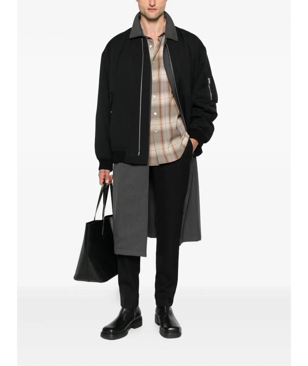 PRADA Черные шерстяные повседневные брюки, фото 2