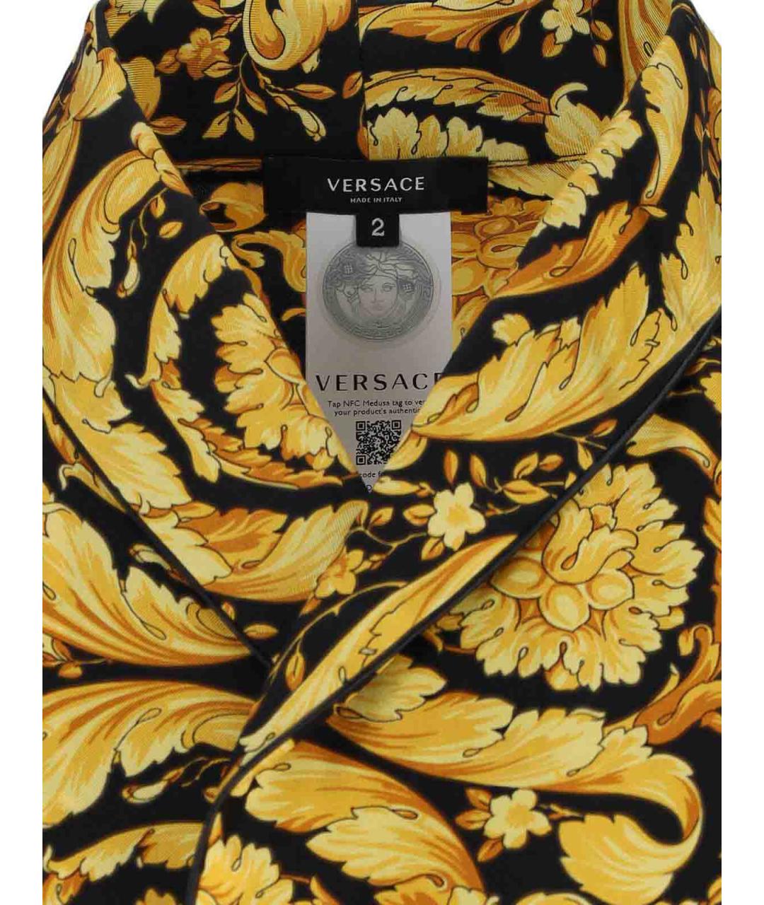 VERSACE Черное шелковое повседневное платье, фото 3