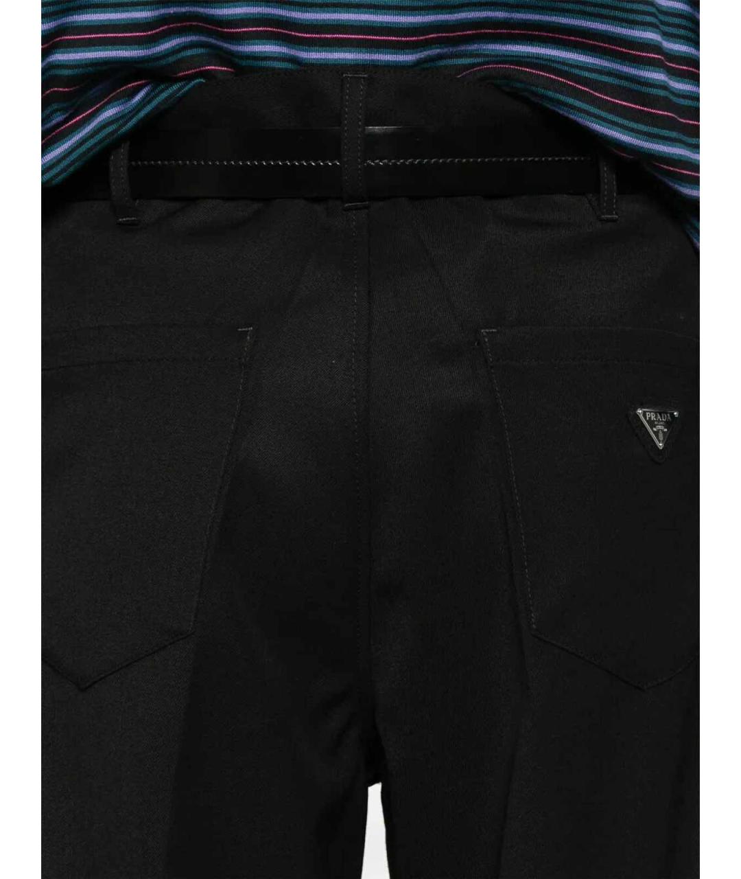 PRADA Черные шерстяные повседневные брюки, фото 4