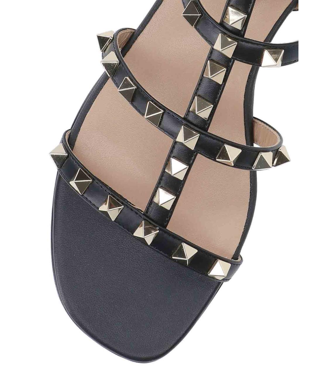 VALENTINO Черные кожаные босоножки, фото 5