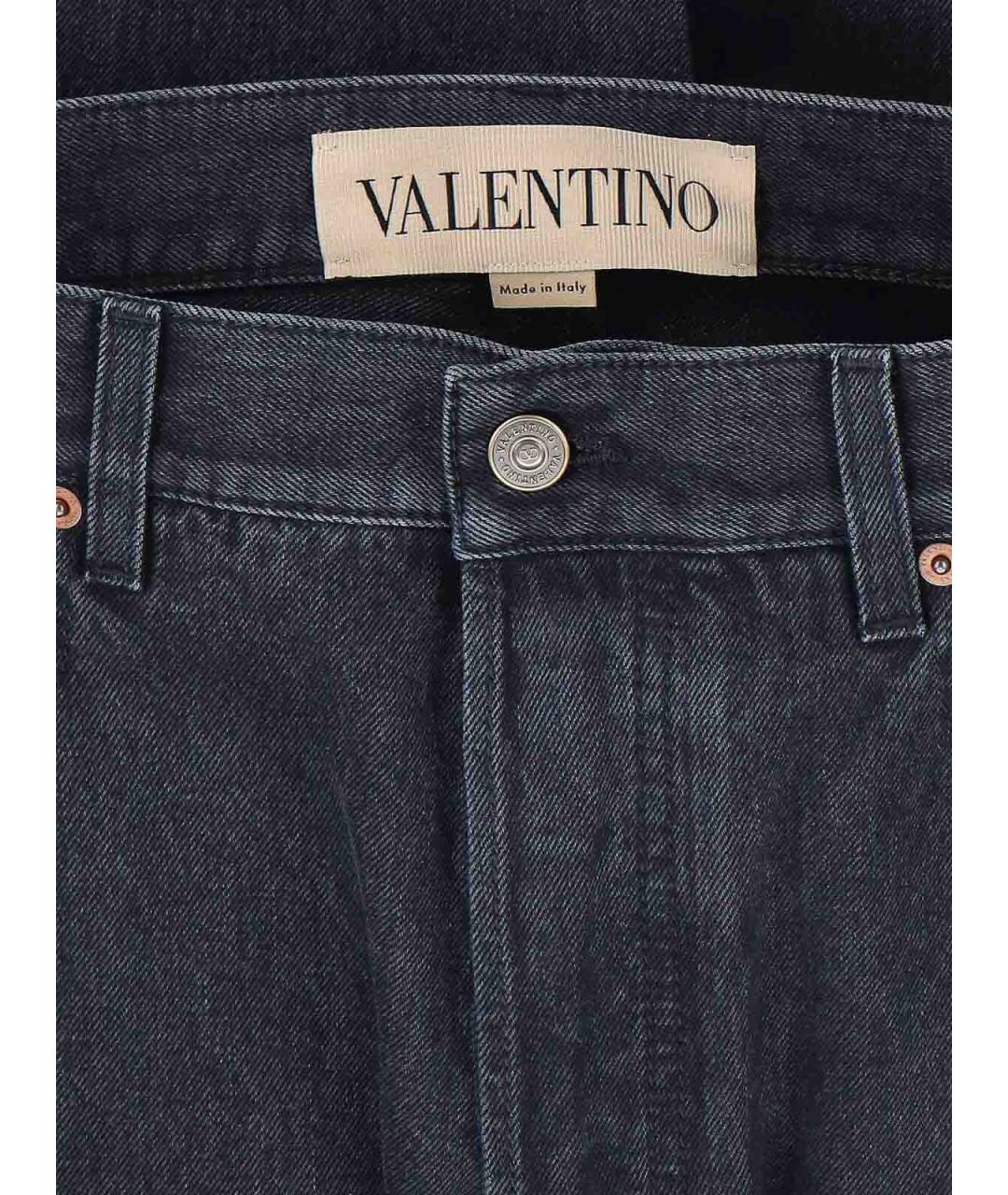 VALENTINO Темно-синие хлопковые прямые джинсы, фото 4