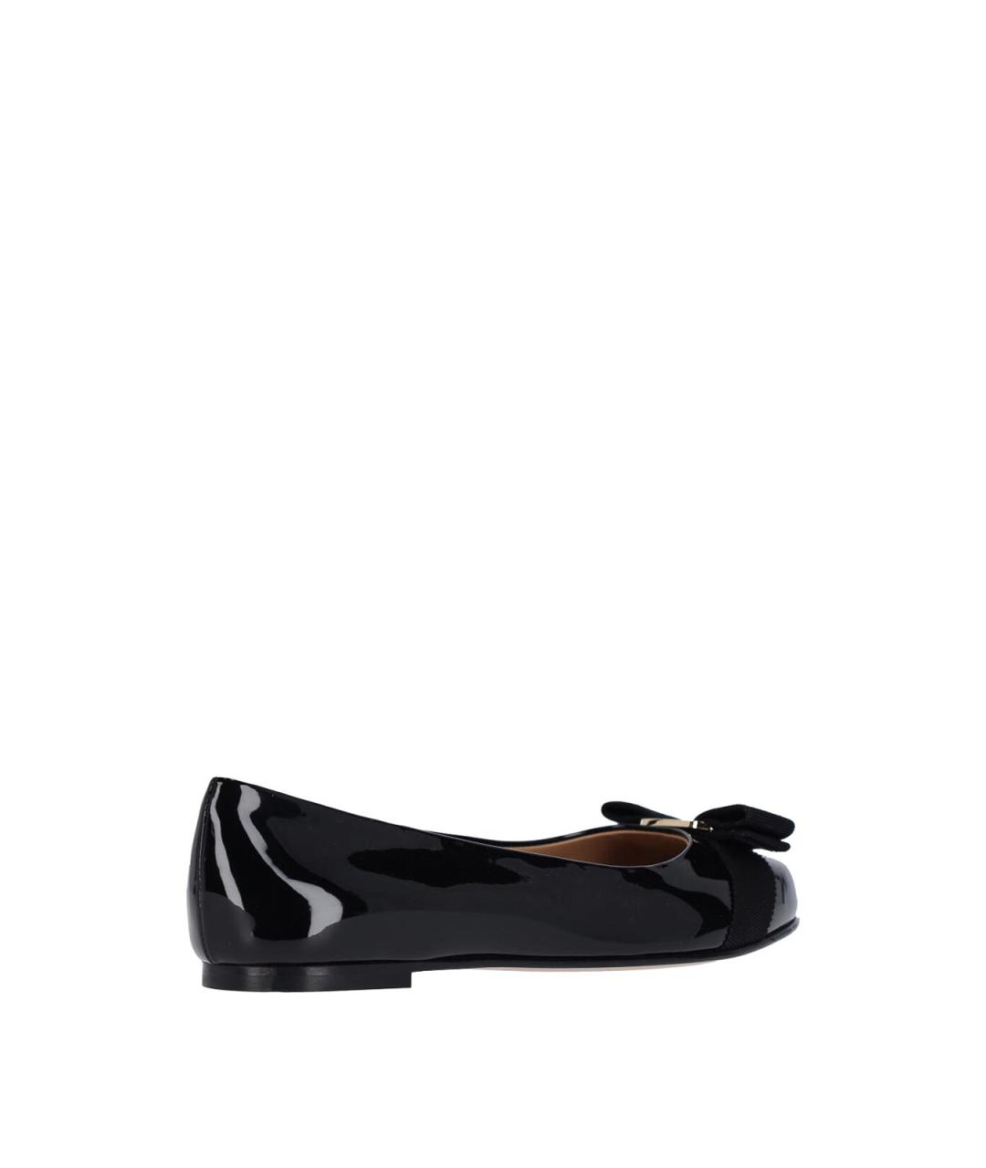 FERRAGAMO Черные кожаные балетки, фото 4
