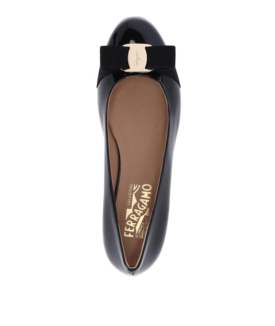 FERRAGAMO Черные кожаные балетки, фото 5