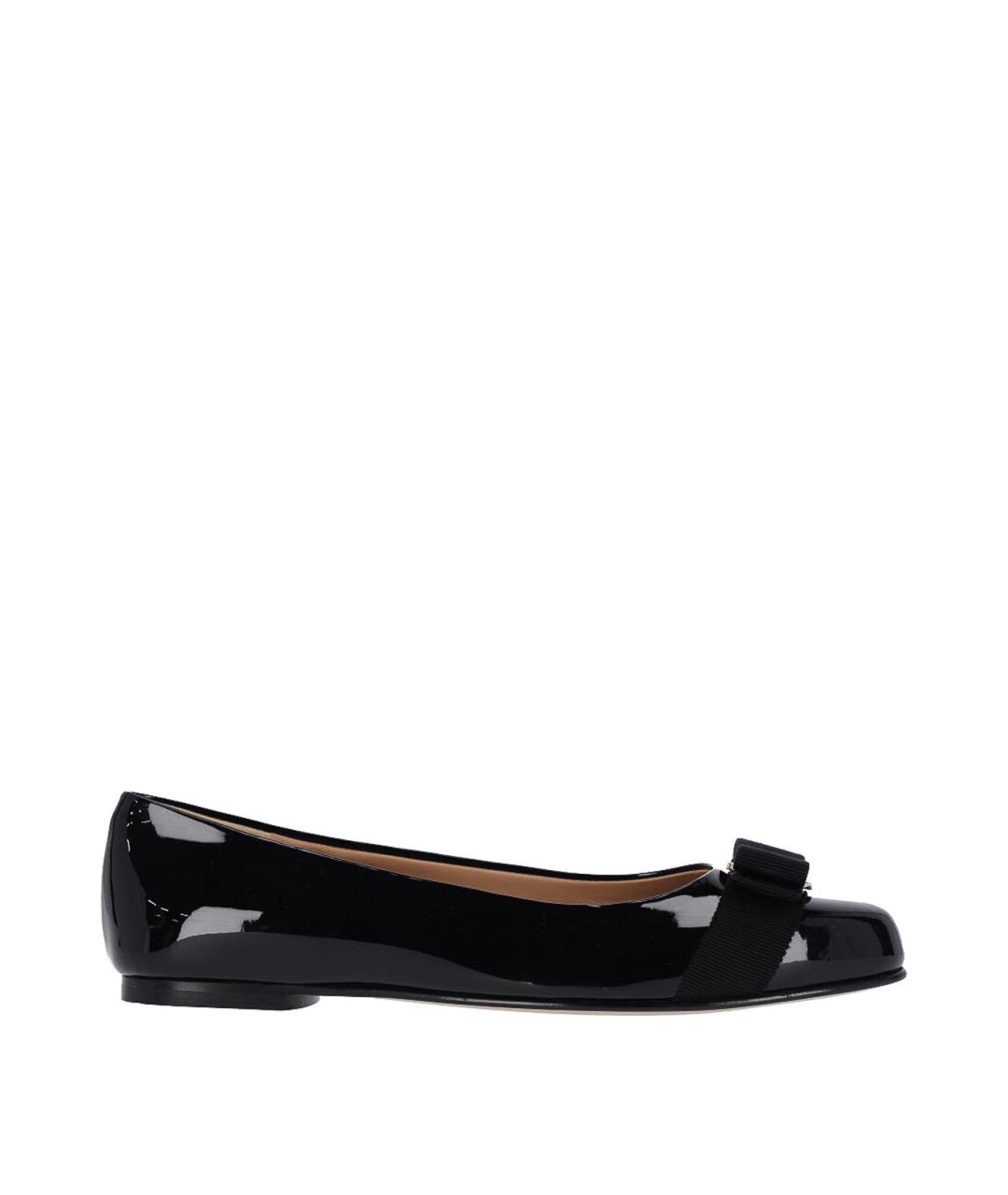 FERRAGAMO Черные кожаные балетки, фото 1