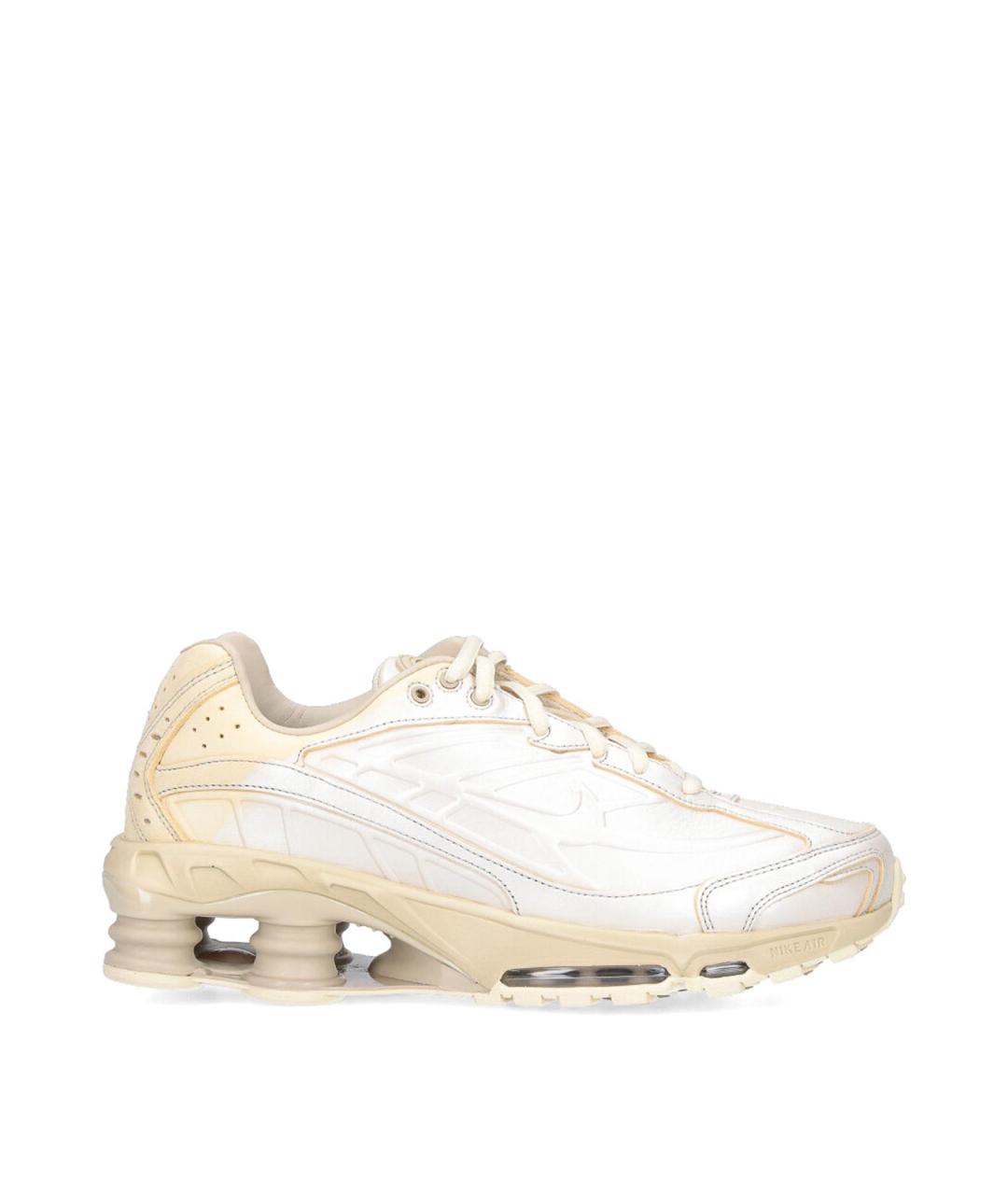 NIKE Серебряные кожаные низкие кроссовки / кеды, фото 1