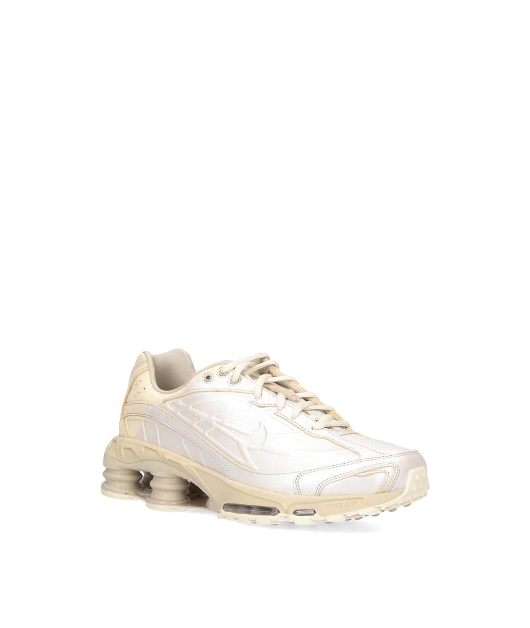 NIKE Серебряные кожаные низкие кроссовки / кеды, фото 2