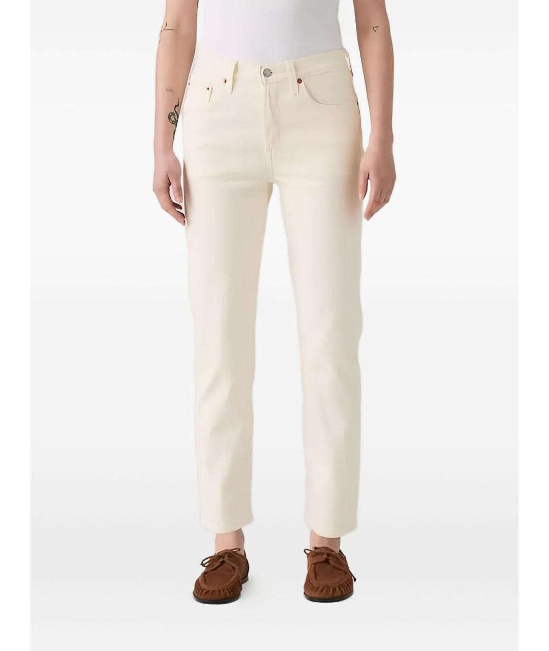 LEVI'S Белые хлопковые прямые джинсы, фото 4