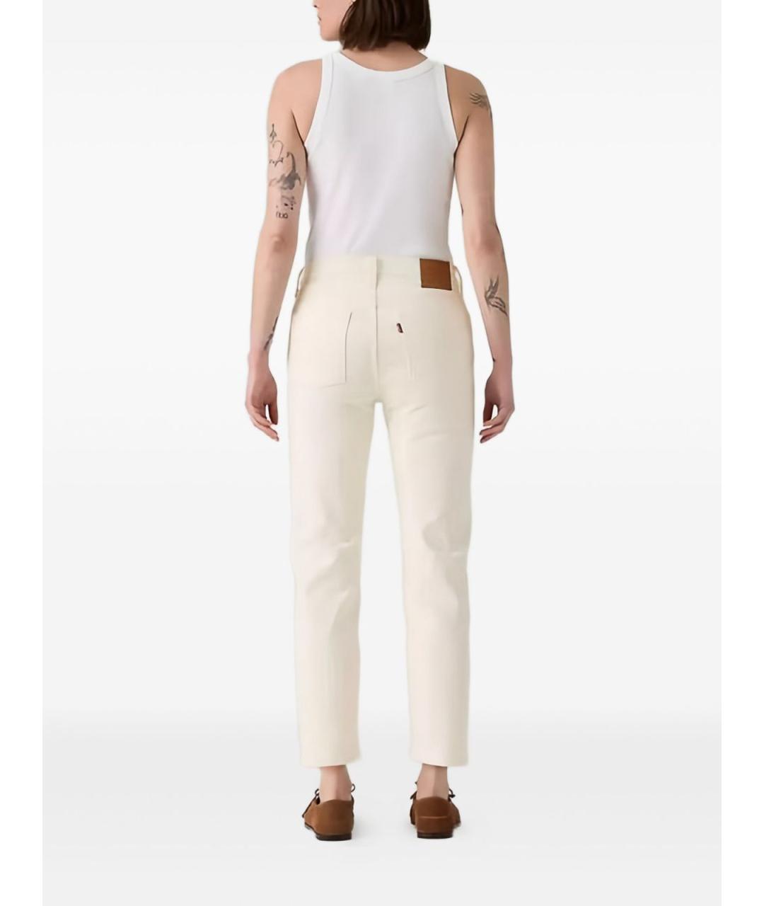 LEVI'S Белые хлопковые прямые джинсы, фото 3