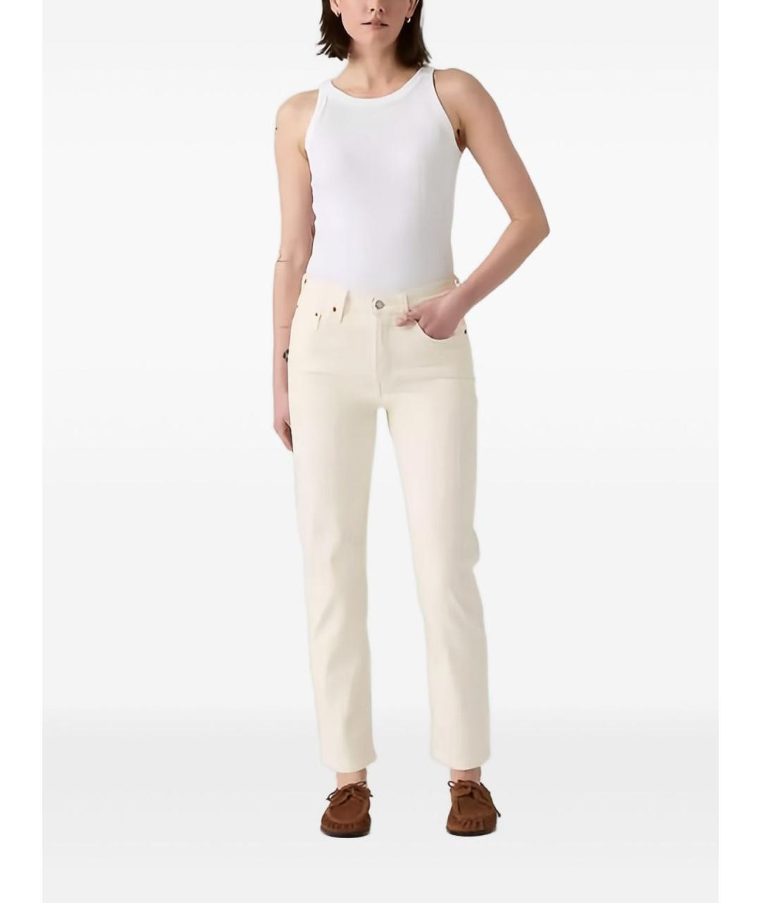 LEVI'S Белые хлопковые прямые джинсы, фото 5
