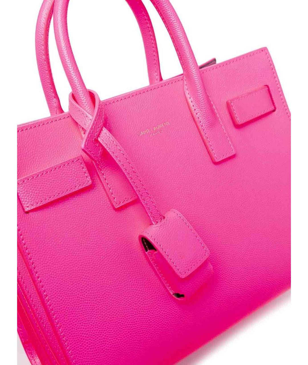 SAINT LAURENT Розовая кожаная сумка тоут, фото 5