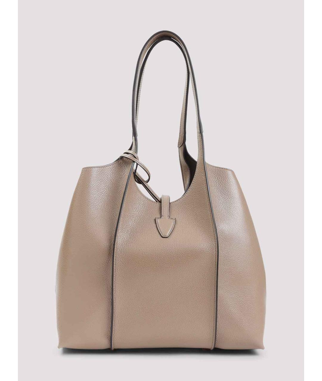 TOD'S Бежевая кожаная сумка тоут, фото 2
