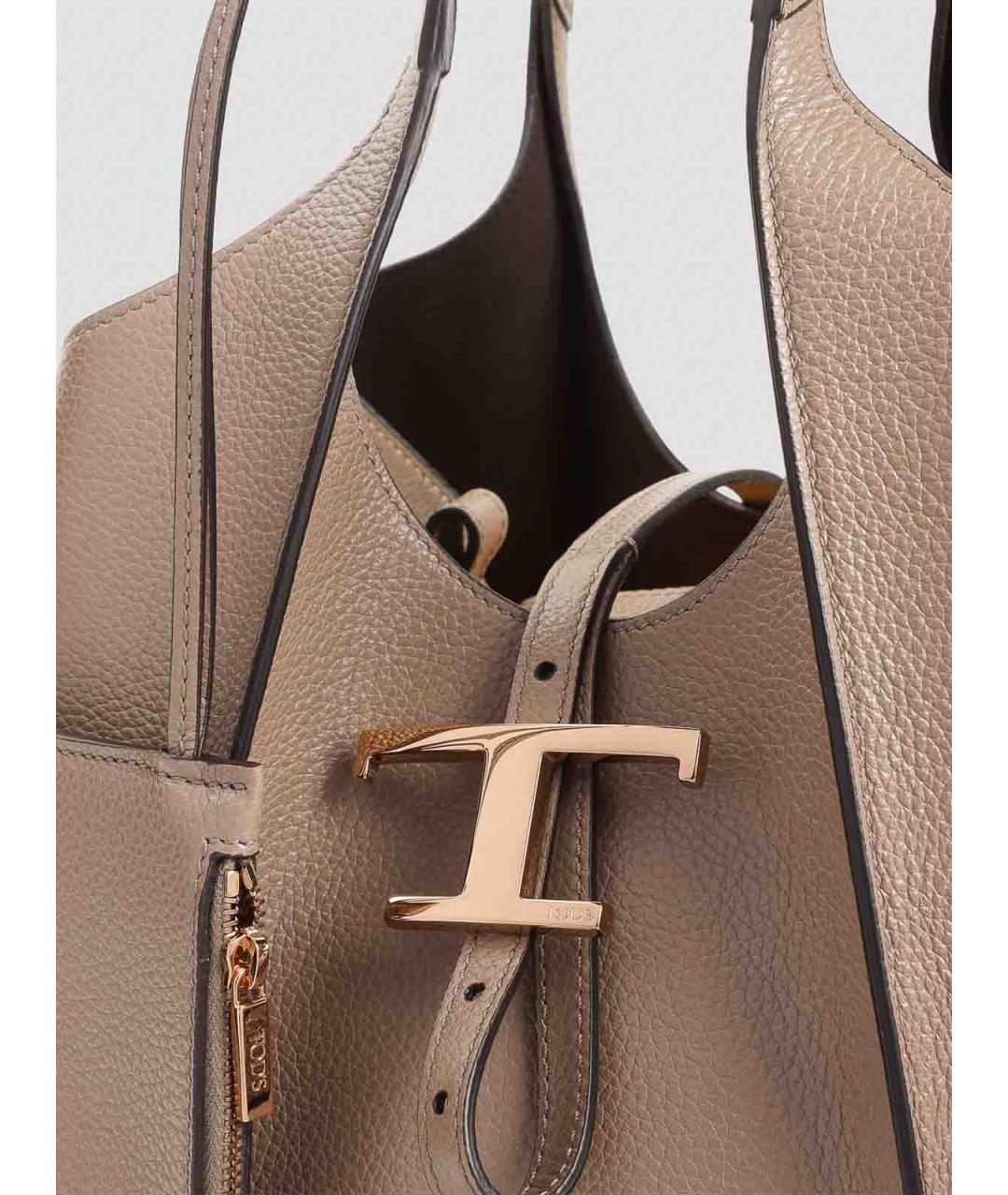 TOD'S Бежевая кожаная сумка тоут, фото 3