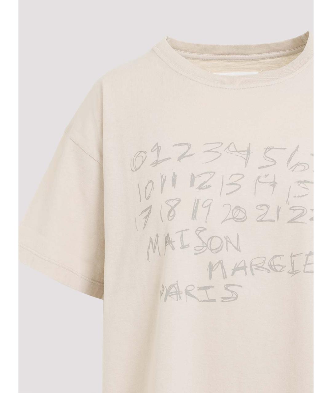 MAISON MARGIELA Бежевая хлопковая футболка, фото 3