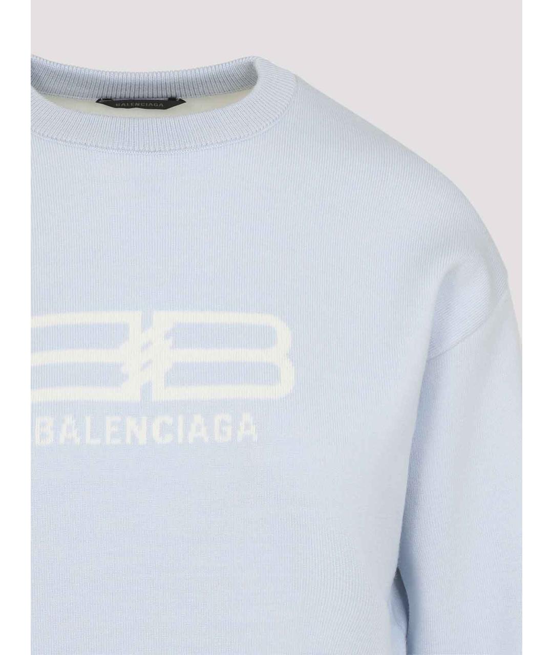 BALENCIAGA Голубой хлопковый джемпер / свитер, фото 3