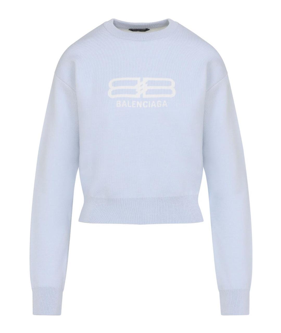 BALENCIAGA Голубой хлопковый джемпер / свитер, фото 1