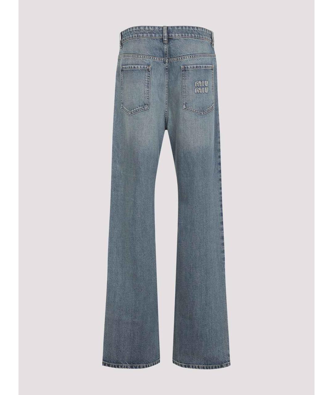 MIU MIU Голубые хлопковые прямые джинсы, фото 2