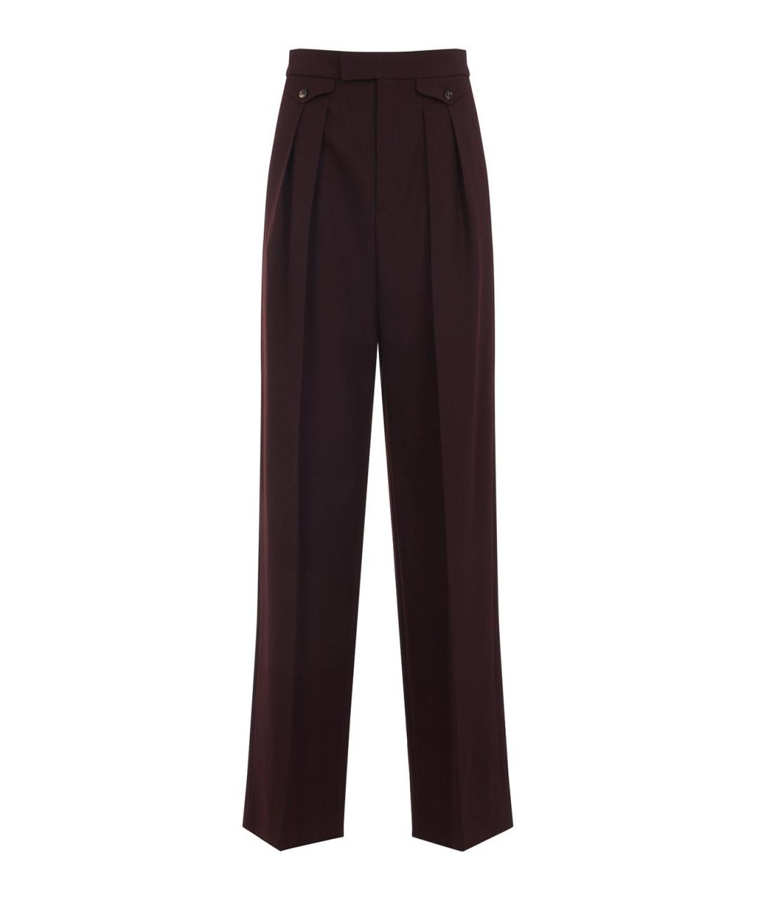 CHLOE Бордовые шерстяные прямые брюки, фото 1