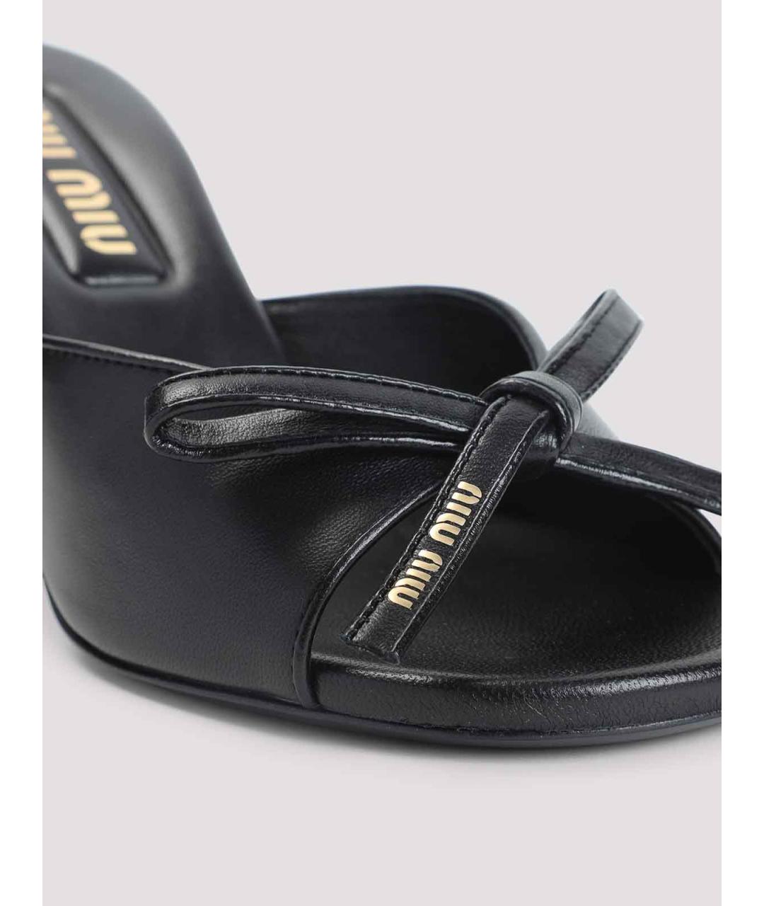 MIU MIU Черные кожаные мюли, фото 4