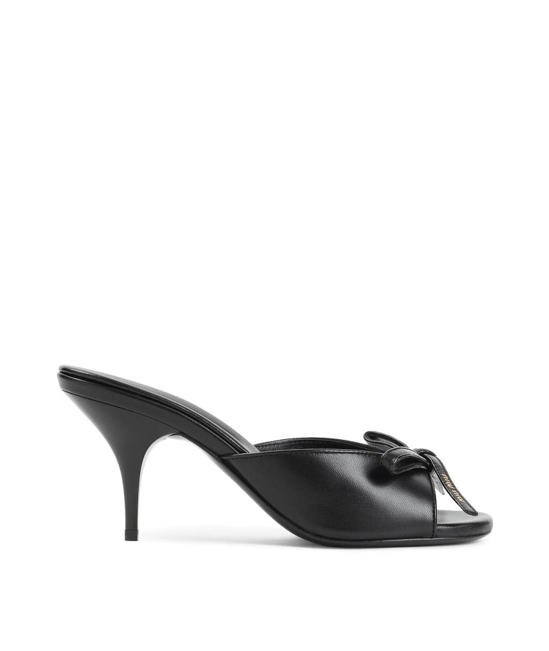 MIU MIU Черные кожаные мюли, фото 1
