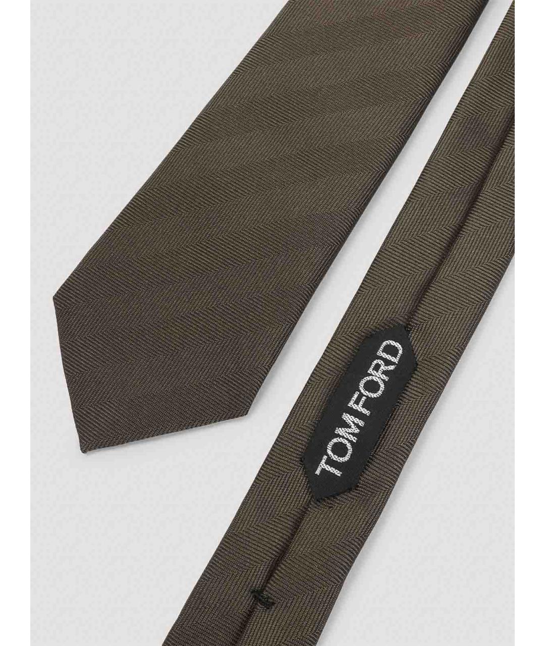 TOM FORD Коричневый шелковый галстук, фото 2