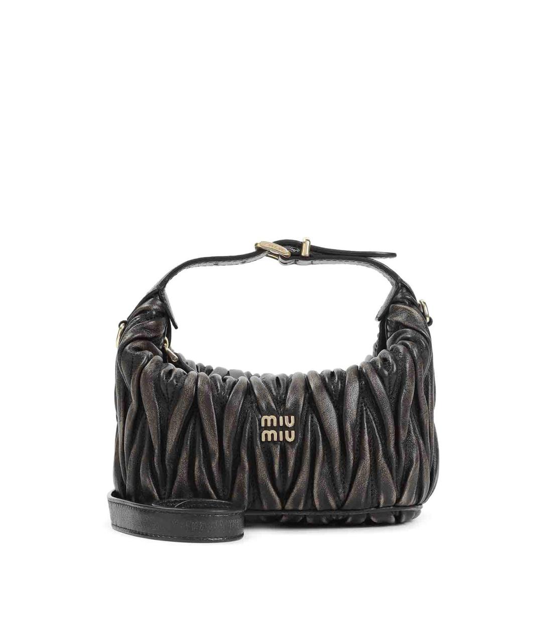 MIU MIU Коричневая кожаная сумка с короткими ручками, фото 1