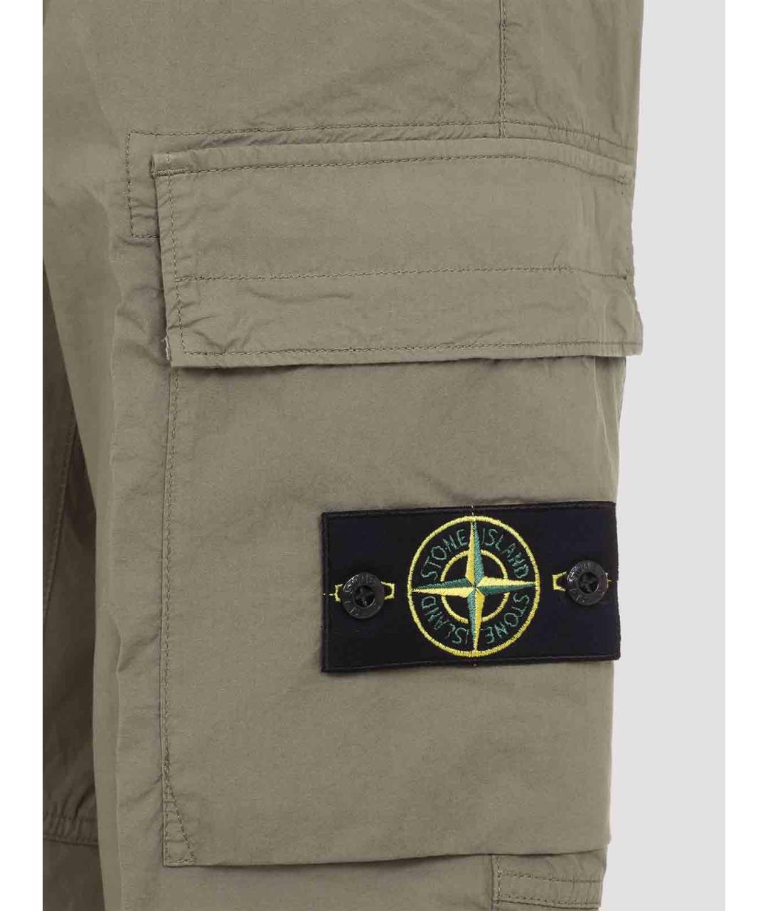 STONE ISLAND Зеленые хлопковые повседневные брюки, фото 3