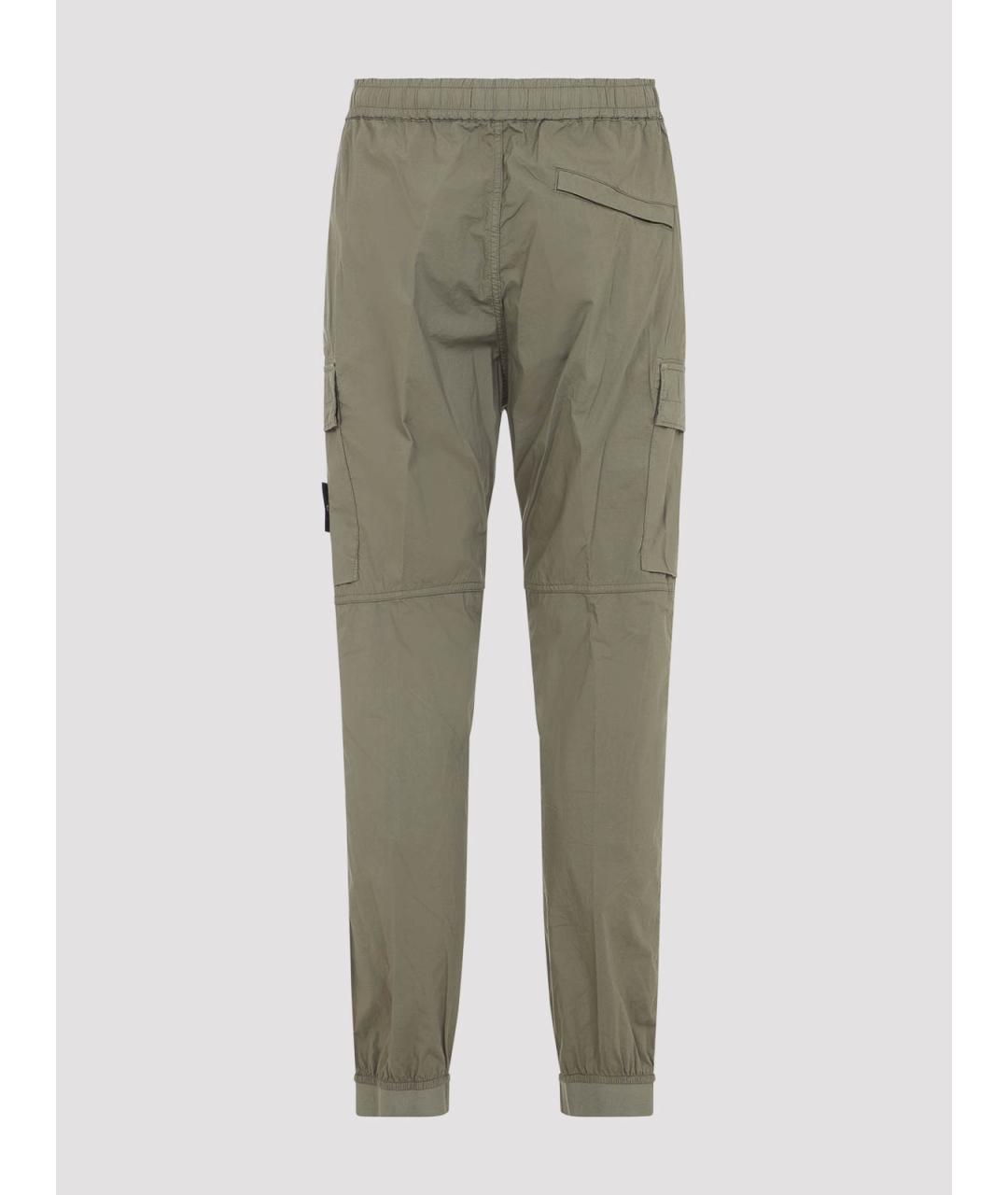 STONE ISLAND Зеленые хлопковые повседневные брюки, фото 2