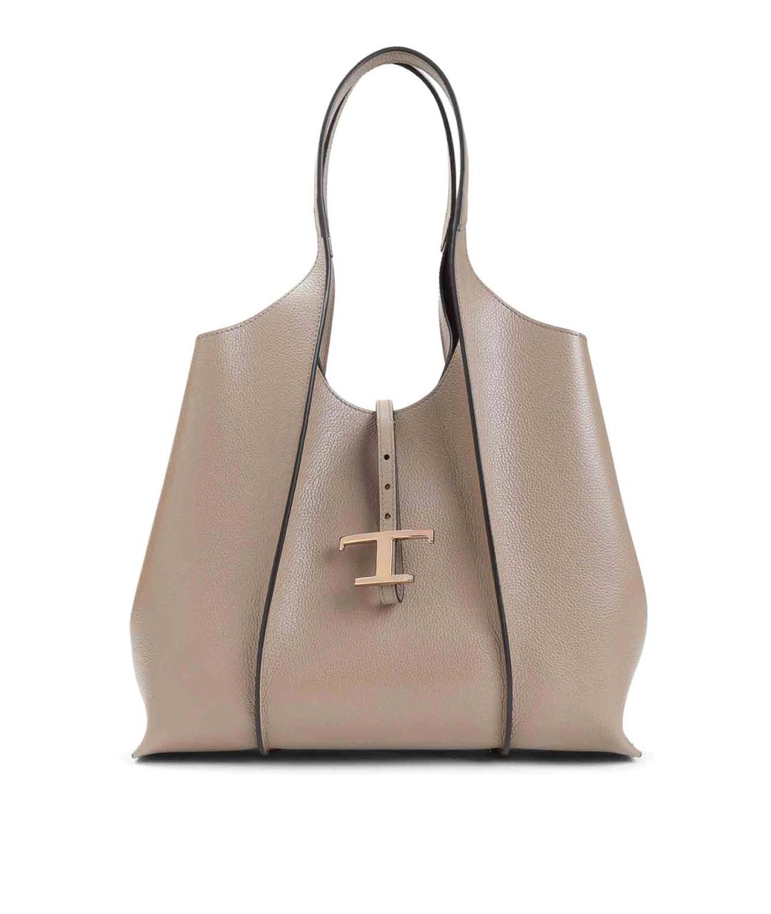 TOD'S Бежевая кожаная сумка тоут, фото 1