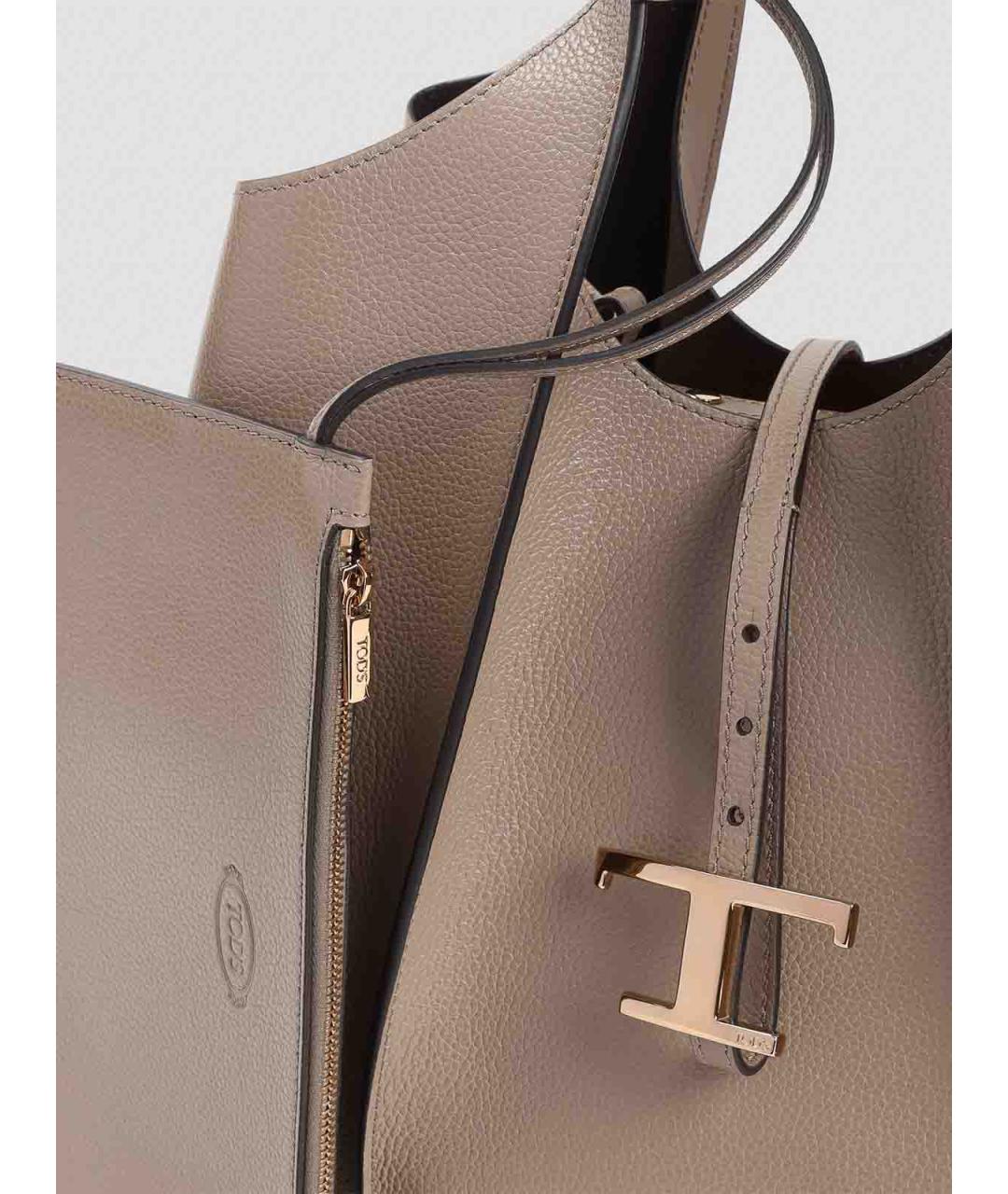 TOD'S Бежевая кожаная сумка тоут, фото 3